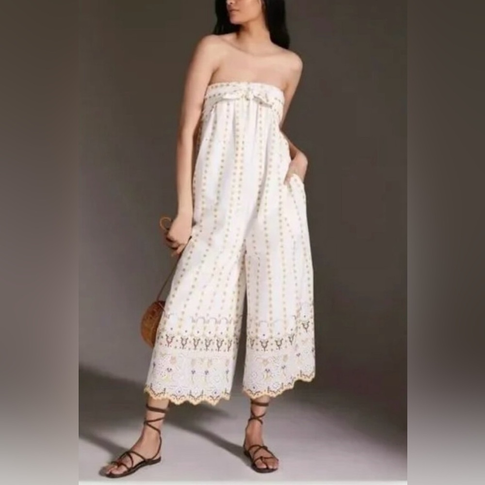 Anthropologie Eyelet Strapless jumpsuit 10T NWT